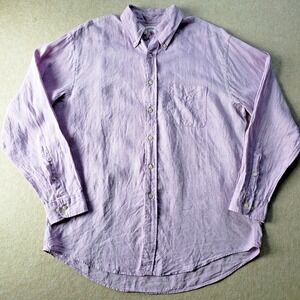 Brooks Brothers 346 Linen Sport Shirt Sz‎ L Long Sleeve Purple Button Up Pastel